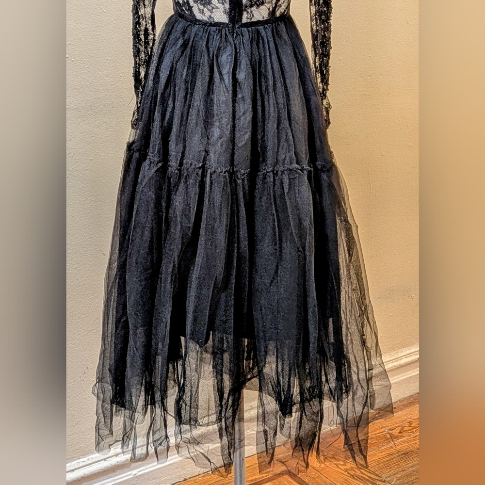 BEA-Z Gothic Black Lace & Tulle Dress - Size XS - Picture 10 of 12